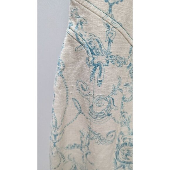 David Meister Ivory/Teal Elegant Printed Sleeveless Dress - Picture 3 of 4